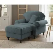 Furn.Design Sessel Set "Adelina" in grau Landhaus Loungesessel inklusive Hocker
