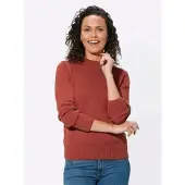 Casual Looks Stehkragenpullover "Pullover", Damen, Gr. 50, rot (rostrot), 50% Baumwolle, 50% Polyacryl, meliert, unifarben, figurumspielend, Pullover Stehkragenpullover
