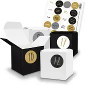 Itenga SET V17 Adventskalender Würfelbox klein, Schwarz Weiß + Sticker Z54