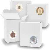 Itenga Adventskalender zum Füllen 24x Quader WEISS + Sticker V07 Z15