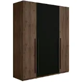 Feldmann-Wohnen Kleiderschrank Venedig Schlafzimmerschrank 179x57x220,5cm 4-türig Walnuss / schwarz