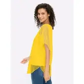 HEINE Kurzarmshirt "Shirt", Damen, Gr. 40, gelb (sonnengelb), 100% Polyester, Top:5% Elasthan, 95% Viskose, unifarben, Rundhals, Shirts Kurzarmshirt