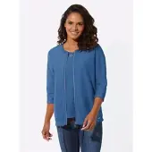 Casual Looks T-Shirt "Shirt-Set", Damen, Gr. 42, blau (mittelblau), 100% Polyester, unifarben, Rundhals, Shirts T-Shirt