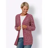 Sieh an! Long-Strickjacke in bordeaux-ecru-meliert | Gr.: 42