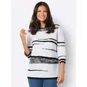Sieh an! U-Boot-Pullover in weiß-schwarz-gemustert | Gr.: 40
