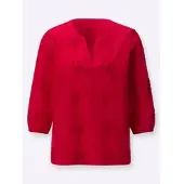 Inspirationen Schlupfbluse , Damen, Gr. 38, rot (erdbeere), 100% Baumwolle, unifarben, V-Ausschnitt, Blusen Schlupfbluse