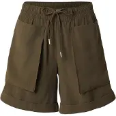 Monari Shorts "Hose aufgesetzte Taschen", Damen, Gr. 40, N-Gr, grün (olive), Web, Obermaterial: 92% Modal, 8% Polyester, unifarben, regular fit kurz, Hosen Shorts, Regular fit mit aufgesetzten Taschen