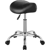 Zerbaco Sattelhocker Drehhocker Rollbar Kunstleder Höhenverstellbar Schwarz 55-71cm