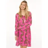 Zwillingsherz Sommerkleid "Loevely Leopard", Damen, Gr. L/XL, N-Gr, Web, pink, Web, Obermaterial: 100% Viskose, Kleider Sommerkleid, Leopardenmotiv, mit Tassel, lange Ärmel, figurumspielend