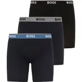 BOSS Boxershorts "BoxerBrLong 3P Power", Herren, Gr. S, Jersey, schwarz (open miscellaneous 977), Jersey, Obermaterial: 95% Baumwolle, 5% Elasthan, eng, Unterhosen Boxershorts