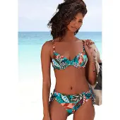 Buffalo Bikini-Hose "Moana", Damen, Gr. 42, N-Gr, bunt (aqua bedruckt), Recycling-Polyamid, bedruckt, Badehosen Bikini-Hose, mit modernem Allover-Print, Topseller