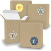 Itenga Adventskalender zum Füllen 24x Quader BRAUN + Sticker V08 Z24