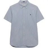 Superdry für Herren. M4011102A Klassisches blaues Seersucker-Hemd (L), Lässig, Baumwolle, Kurzarm