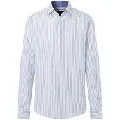 Hackett London für Herren. HM3010751 Blaues Hemd mit breiten Streifen (M), Lässig, Baumwolle, Klassisch, Langarm
