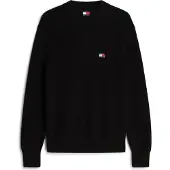 Tommy Hilfiger Strickpullover TOMMY JEANS "TJM REGULAR BADGE SWEATER", Herren, Gr. M, schwarz, Strick, Obermaterial: 100% Baumwolle, regular fit normal, Rundhals, Rippbündchen, Pullover Strickpullover