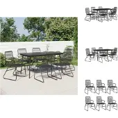 vidaXL 7-tlg. Garten-Essgruppe Schwarz PVC-Rattan - Gartenstühle