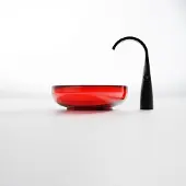 Steinberg Serie 489 Aufsatzwaschtisch, rund, aus Polyresin, mit Ablaufstopfen, 400x400x140mm, 489601034