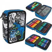 CoolPack Jumper 3 Dreifach-Federmäppchen mit T-Rex-Dinosaurier-Ausstattung