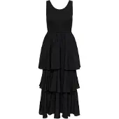 Kaffe Midikleid "Damen Kleid KAerika", Damen, Gr. L, N-Gr, schwarz (schwarz deep), Obermaterial: 61% Polyester PES. 31% Viskose CV. 8% Elasthan EL., Kleider Midikleid