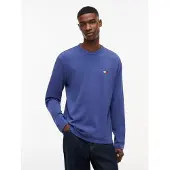 Tommy Hilfiger Langarmshirt TOMMY JEANS "TJM REG BADGE TEE LS EXT", Herren, Gr. M, blau storm, Single Jersey, Obermaterial: 100% Baumwolle, regular fit normal, Rundhals, Shirts Langarmshirt