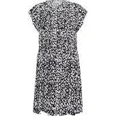 St. Tropez Sommerkleid SAINT TROPEZ "GislaSZ Dress", Damen, Gr. XL, N-Gr, Kurzarm, Web, blau (nightsky ice leopard), Web, Obermaterial: 100% Viskose, gemustert, kurz, Rundhals, Kleider Sommerkleid