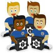 Itenga Fußballbande Blau Weiß Adventskalender 24 Figuren + 24 Würfel + Z50