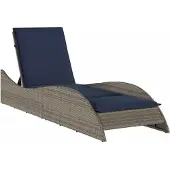 vidaXL Sonnenliege mit Auflage Grau 60x205x73 cm Poly Rattan
