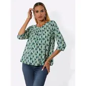 Création L Druckbluse , Damen, Gr. 42, grün (eucalyptus, jade, bedruckt), 100% Viskose, gemustert, Rundhals, Blusen Druckbluse