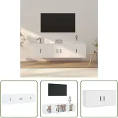 The Living Store 3-tlg. TV-Schrank-Set Weiß Holzwerkstoff