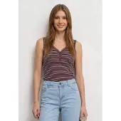 Street One Shirttop , Damen, Gr. 38, rustic rouge, Jersey, Obermaterial: 96% Baumwolle, 4% Elasthan, gestreift, körpernah hüftbedeckend, V-Ausschnitt, Tops Shirttop, Sommertop mit V-Neck und Streifen