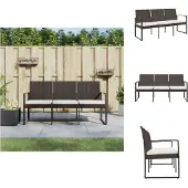 vidaXL Gartenbank 3-Sitzer mit Kissen Braun PP-Rattan - Gartenbänke
