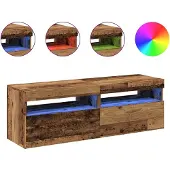 vidaXL TV-Schränke mit LED-Leuchten 2 Stk. Altholz-Optik Holzwerkstoff