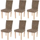 Mendler 6er-Set Esszimmerstuhl Korbstuhl Stuhl Küchenstuhl Littau, Kubu-Rattan