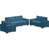 Syfax 3-tlg. Sofagarnitur mit Kissen Blau Samt