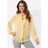 Lady Langarmbluse , Damen, Gr. 36, vanille, 100% Polyester, unifarben, Rundhals, Blusen Langarmbluse