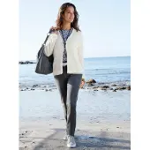 Witt Strickjacke "Strickjacke Strickjacke mit Fransen", Damen, Gr. 36, beige (champagner), Wirkware, , Modisch, V-Ausschnitt, Strickjacken Strickjacke