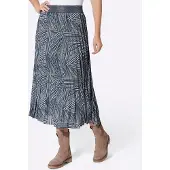 HEINE Plisseerock , Damen, Gr. 34, blau (rauchblau, beige, bedruckt), 100% Polyester, bedruckt, gemustert, mehrfarbig, wadenlang, Röcke Plisseerock