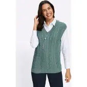 Inspirationen Pullunder "Pullunder", Damen, Gr. 36, grün (jade), 50% Baumwolle, 50% Polyacryl, unifarben, Pullover Pullunder
