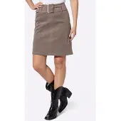 HEINE Cordrock , Damen, Gr. 34, dunkeltaupe, 98% Baumwolle, 2% Elasthan, unifarben, kurz, Röcke Cordrock