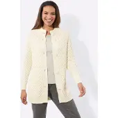Inspirationen Longstrickjacke , Damen, Gr. 36, champagner, 50% Baumwolle, 50% Polyacryl, unifarben, Strickjacken Longstrickjacke