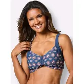 Witt Bügel-Bikini "Bikini-Oberteil Bikini-Oberteil", Damen, Gr. 40, Cup B, blau (jeansblau, orange, bedruckt), Modisch, Bikini-Sets Bügel-Bikini