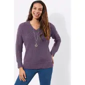 Casual Looks V-Ausschnitt-Pullover "V-Ausschnitt-Pullover", Damen, Gr. 36, lila (feige), 50% Baumwolle, 50% Polyacryl, unifarben, Pullover V-Ausschnitt-Pullover