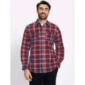 Catamaran Outdoorhemd WITT "Langarm-Hemd Langarmhemd mit garngefärbtem Muster", Herren, Gr. 39/40, N-Gr, dunkelrot, kariert, Popeline, , Basic, gerade, Hemden Outdoorhemd