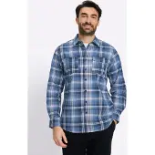 Catamaran Langarmhemd , Herren, Gr. 39/40, Normalgrößen, mittelblau, kariert, 100% Baumwolle, gemustert, kariert, körpernah, Hemden Langarmhemd
