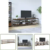 The Living Store TV-Schrank Räuchereiche 200x30x50 cm Holzwerkstoff und Metall