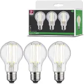 Paulmann LED-Leuchtmittel "Efficient-Line Filament 230V LED Birne E27 3er Set1055lm 5W 3000K Klar", Energieeffizienz: A, transparent, L:10,6cm Ø:6cm, Leuchtmittel, LED-Leuchtmittel