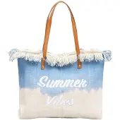 ECA TP14N Strandtasche für Damen „Coastline“, 45 x 40 x 14 cm, blau-weiß