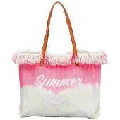ECA TP14R Damen-Strandtasche Ombre 45 x 40 x 14 cm, weiß-rosa