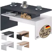 B2X Couchtisch mit Stauraum, Weiß/Anthrazit, 95 x 55 x 50 cm