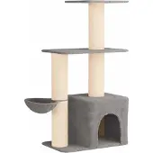 vidaXL Katzennbaum mit Sisal-Kratzsäulen Hellgrau 133 cm